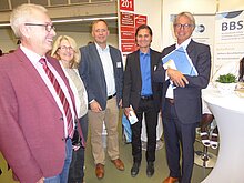 am Messestand: Herr Krammes, Frau Schneid, Herr Kaesler, Herr Klein und Herr Cordier